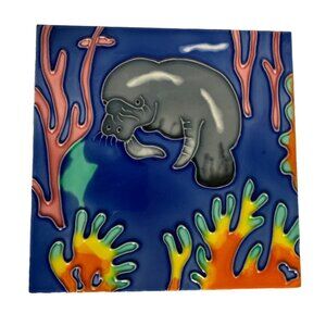 Manatee Backsplash 8x8 Decorative Wall Art Ceramic Tile  New